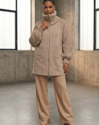 Abrigo bimateria CON un cuerpo de DOBLE FAZ 